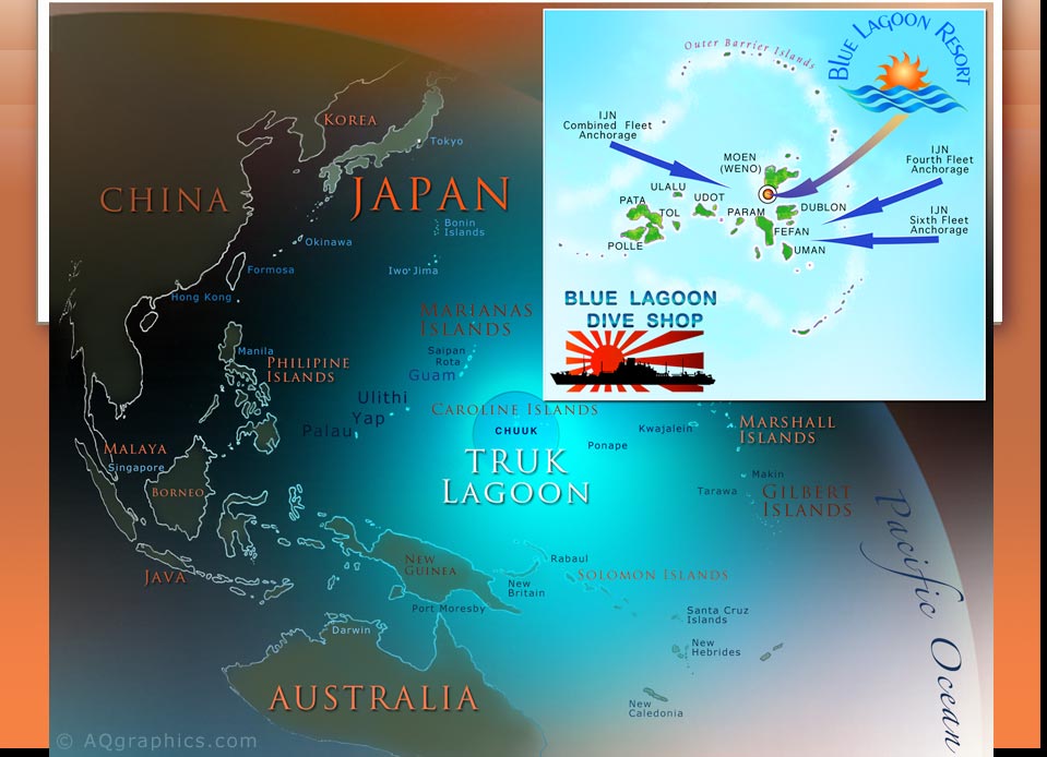 Map-Location of Truk Lagoon - Divers Traveling To Chuuk... 
